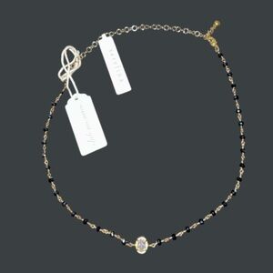 NWT Serefina Club Monaco Beaded Choker in Black Crystal Gold